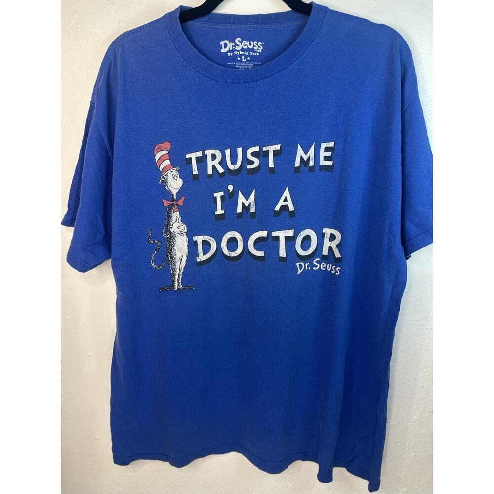 Vtg Trust Me I’m A Doctor Dr Seuss Hybrid Apparel Cotton Graphic Tee Large Y2K